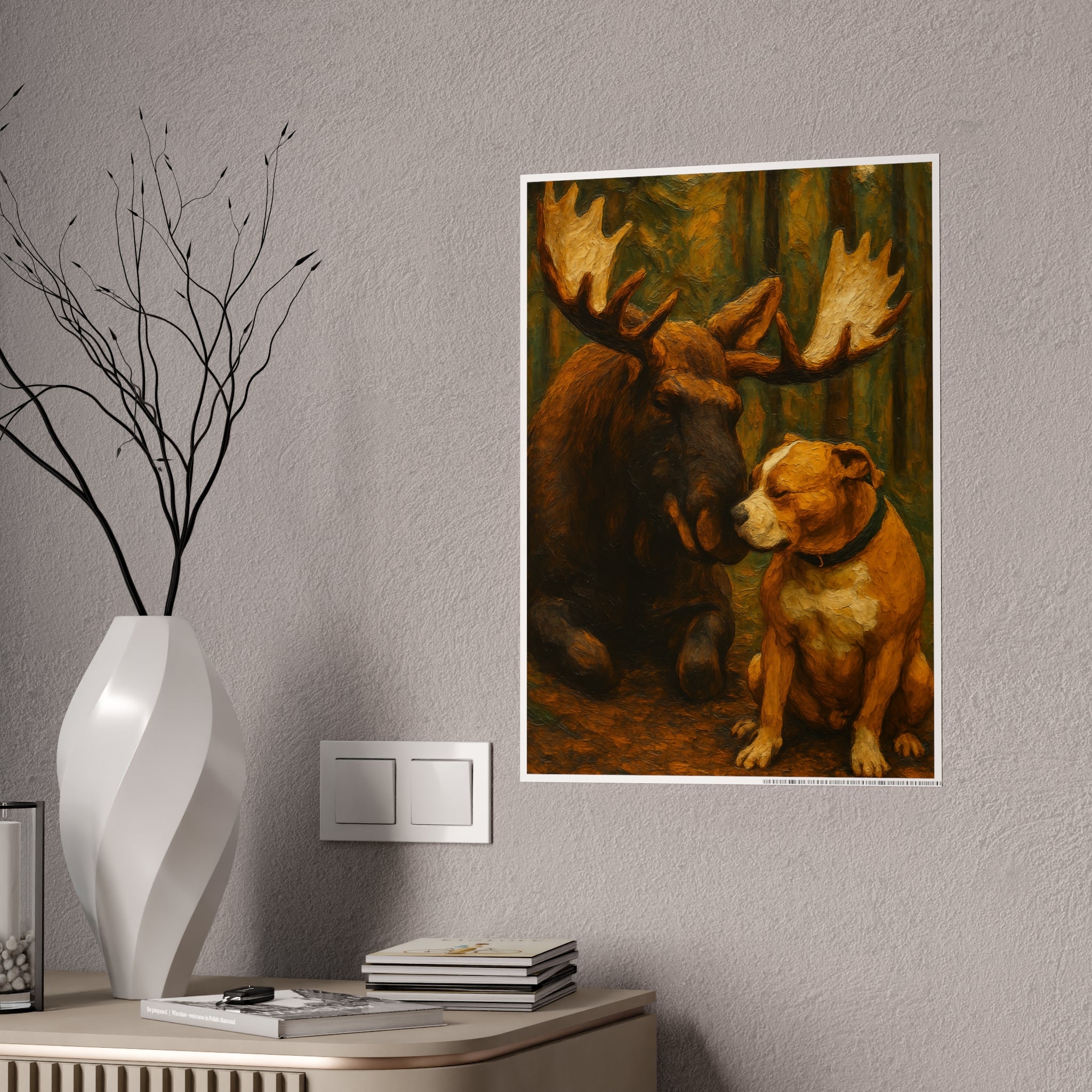 Moose and Dog Wall Art Poster