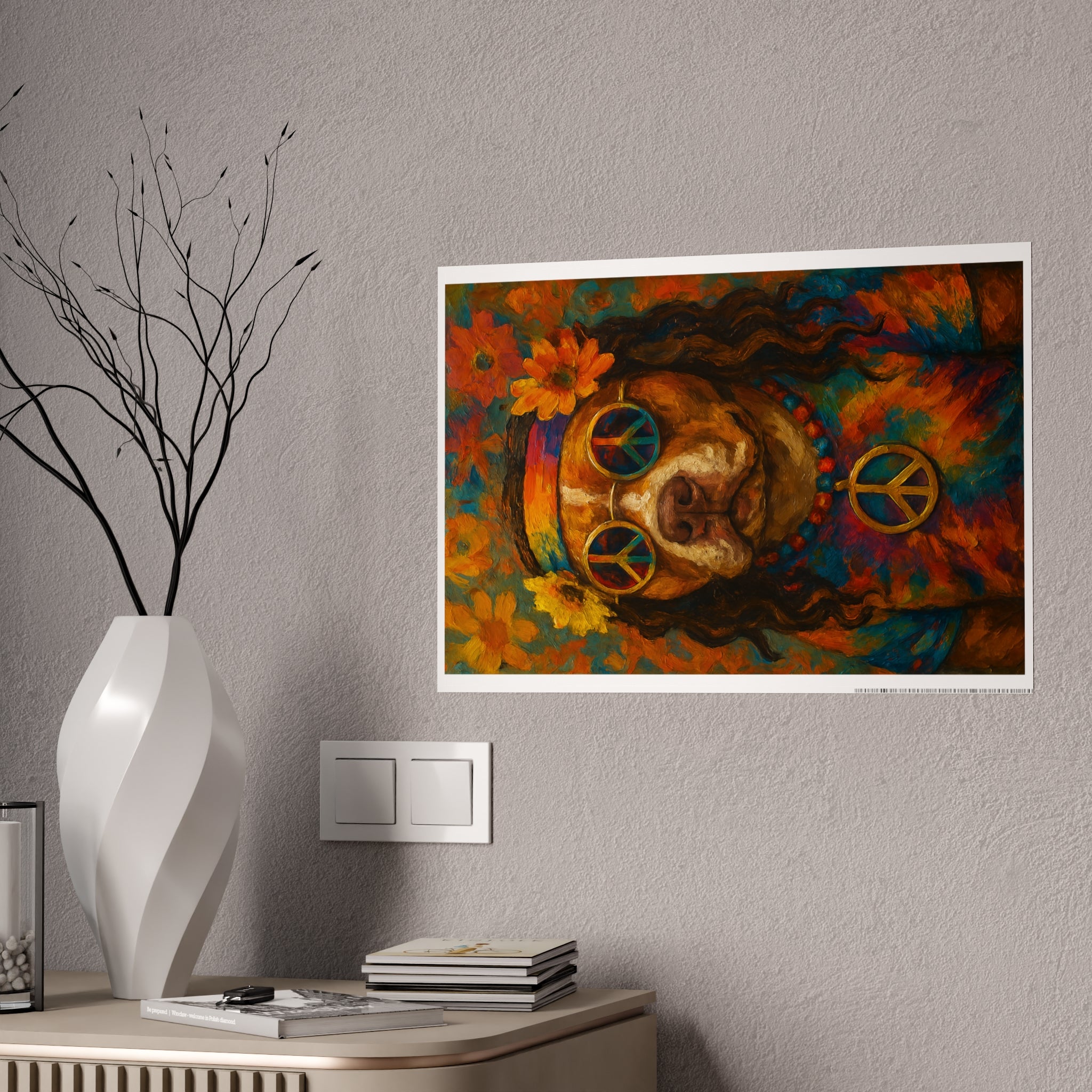 Colorful Peace Dog Poster Print