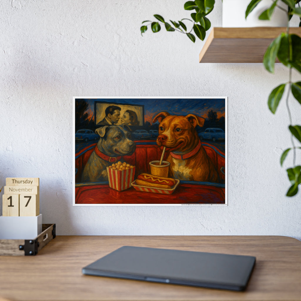 Vintage Dog Movie Night Gloss Posters