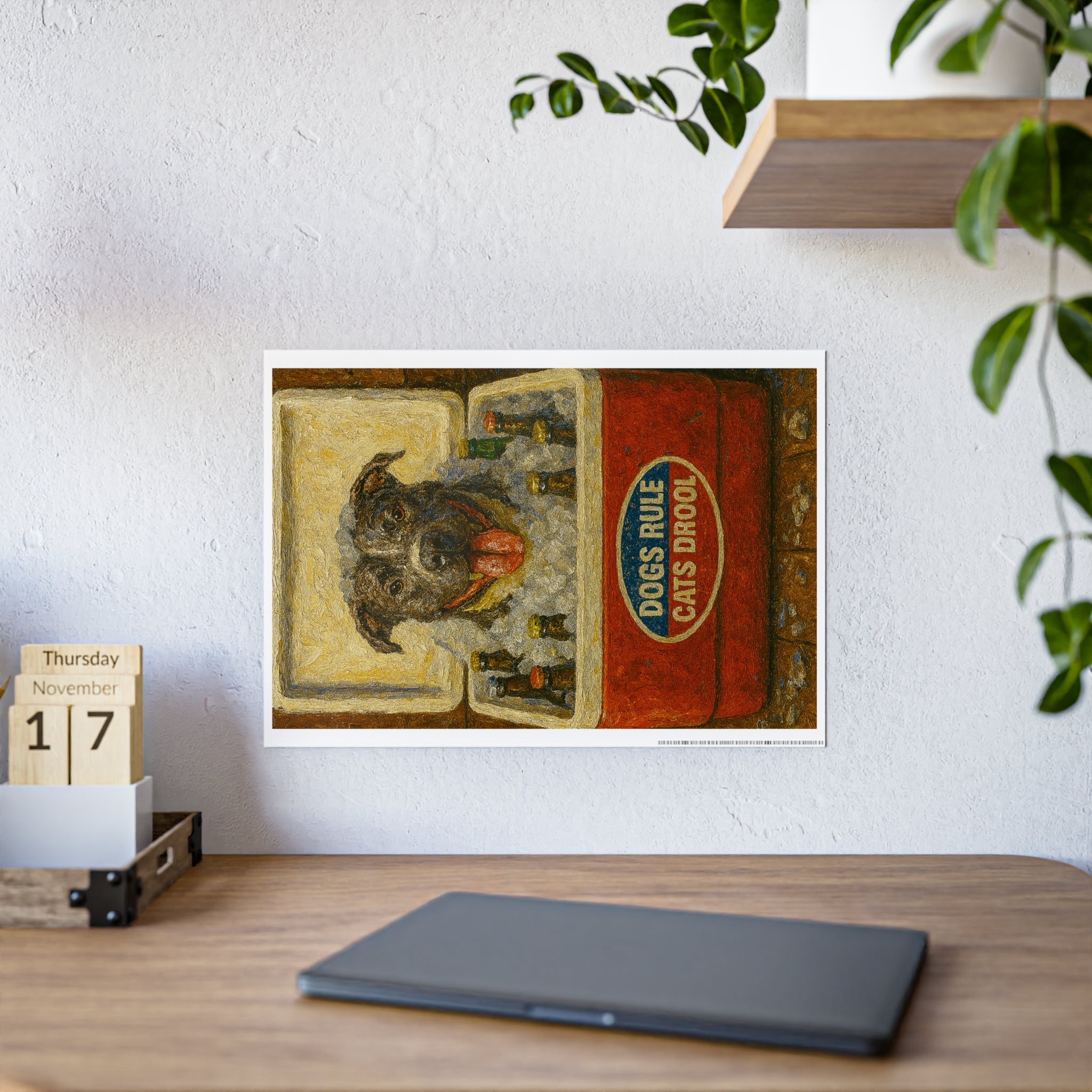 Whimsical Dog Lover Gloss Poster - "Dogs Rule, Cats Drool"