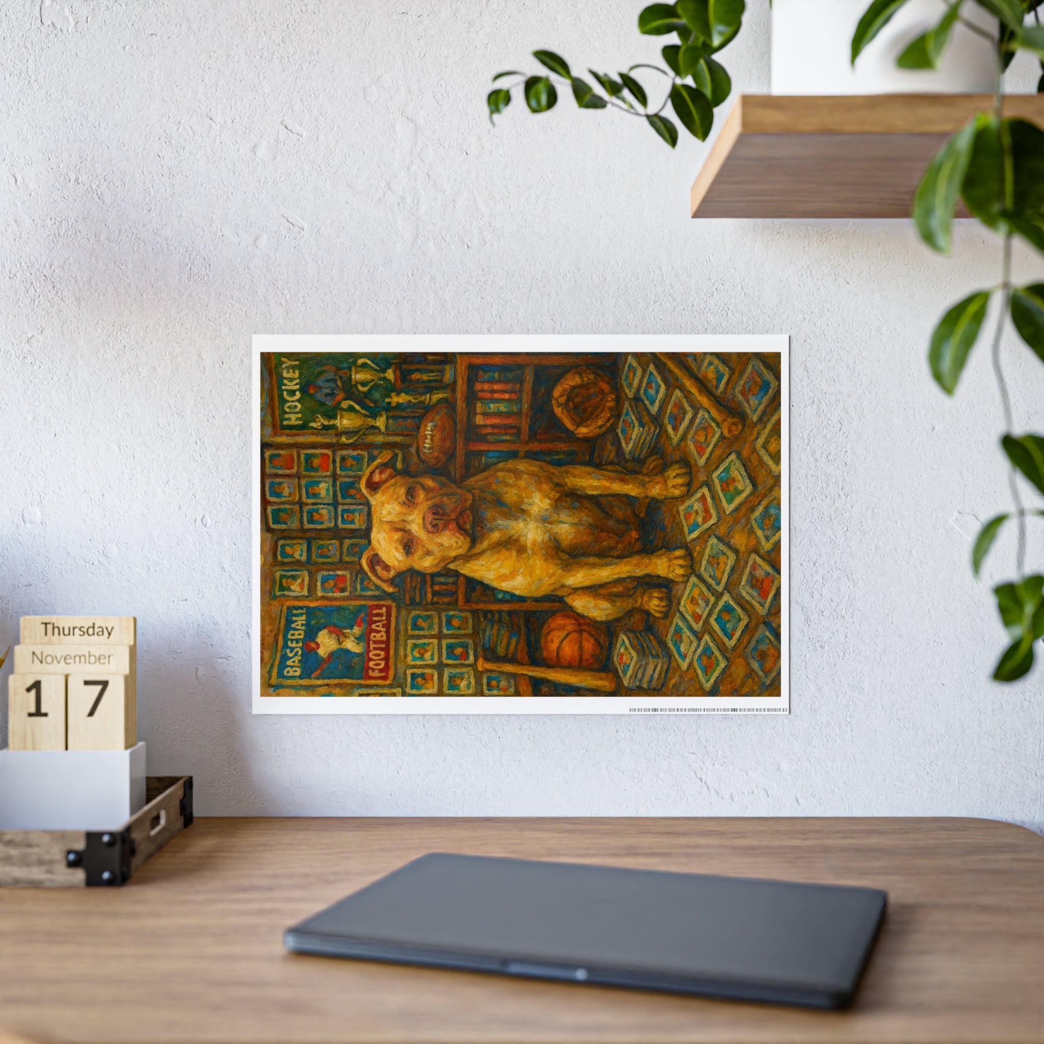 Dog-Themed Gloss Poster: Vintage Sports Decor for Animal Lovers