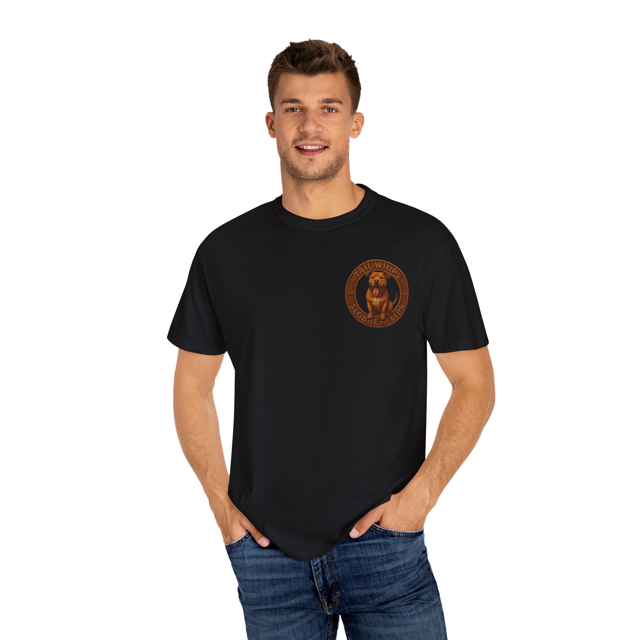 Pit Bull Graphic T-Shirt — "Tail Whips and Slobber Lips" Dog Lover Tee